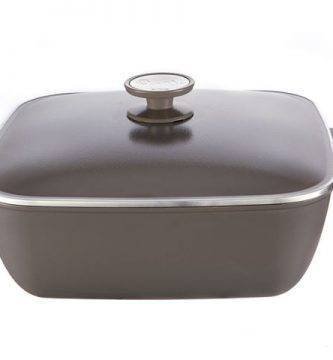 cacerola cuadrada 29 cm essen linea terra. Color gris oscuro, ideal para realizar preparaciones grandes
